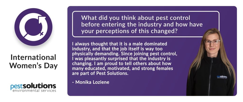 Female pest control expert at Pest Solutions discussing the importance of diversity in the industry, International Women's Day 2024.